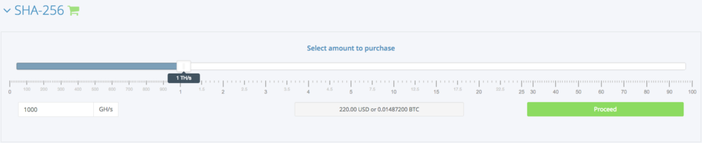 Hashflare - select amount