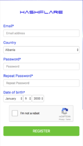 Hashflare registration form
